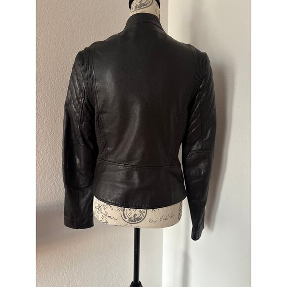 B61 ALLSAINTS Martell Biker Leather Jacket Womens 8 Grunge Chic Goth Rock Punk - Picture 2 of 12